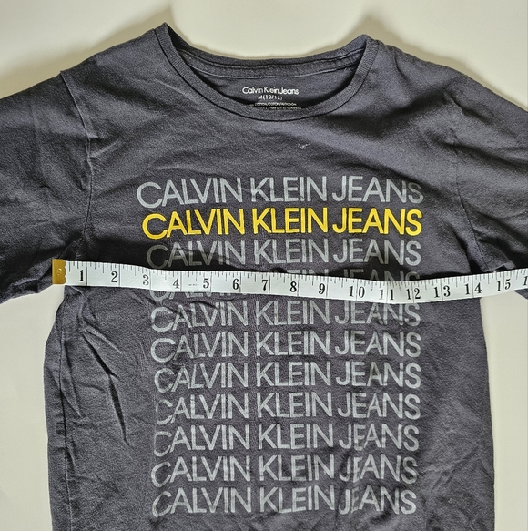 Calvin Klein Jeans Gray and Yellow Short Sleeve Tee Boys 10-12 - Picture 3 of 3